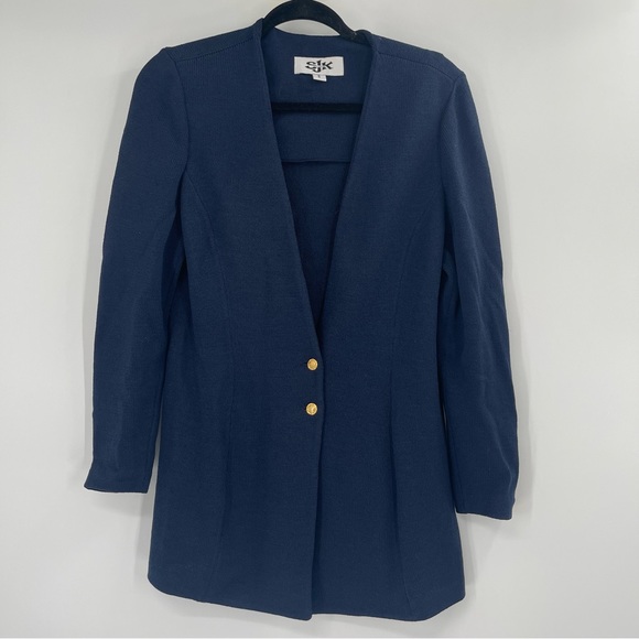 St. John SJK Navy Blue Cardigan Sweater Blazer - Picture 13 of 13